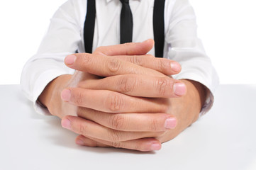 Obraz premium businessman with clasped hands