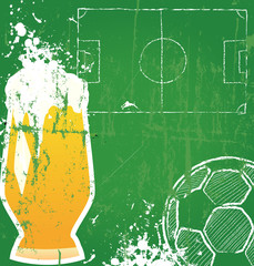 Soccer / Football and beer,free copy space, vector