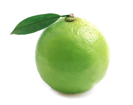 Ripe lime isolated on a white .