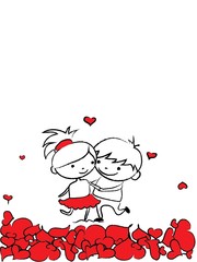 Валентина каракули мальчик и девочка, вектор