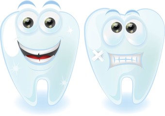 Мультфильм милый зубы с разными эмоциями