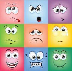 Мультфильм лица с эмоциями
