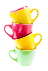 Beautiful yellow, red, green color cups