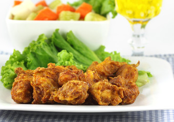 Mushroom snacks with salad items