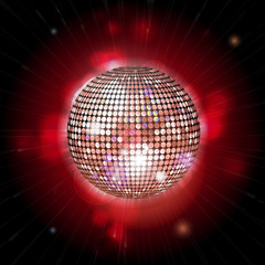 glowing disco ball with lens flares