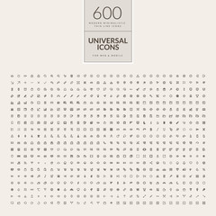Set of 600 universal icons for web and mobile
