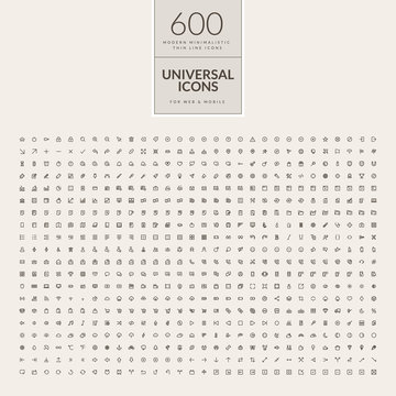 Set of 600 universal icons for web and mobile