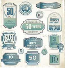 Fototapeta premium Anniversary sign collection, retro design