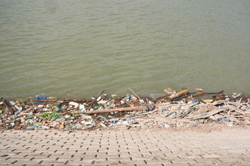 trash at river bank