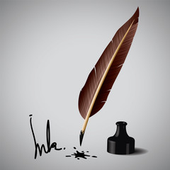 Feather pen ink. Vector illustration