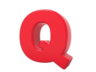 Red 3D Letter Q.