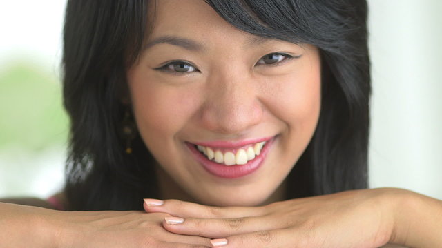 Close up of Taiwanese woman smiling