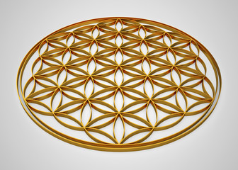 3D Blume des Lebens Gold liegend