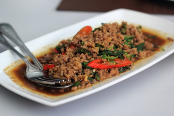 Fried basil Pork (Krapao Moo)