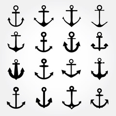 Set of anchor symbols or logo template vector - obrazy, fototapety, plakaty