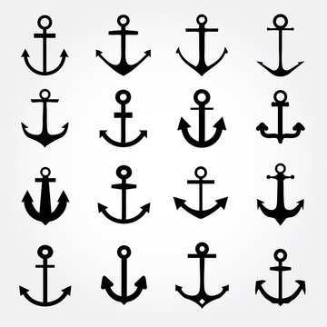 Set of anchor symbols or logo template vector