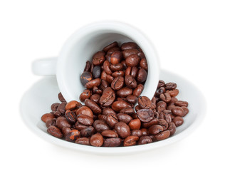 inverted cup with coffee beans