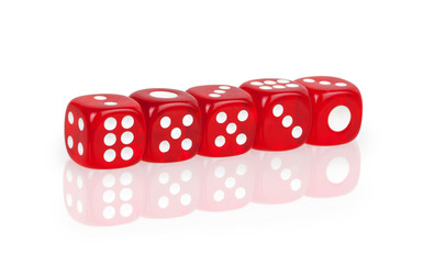 dice lined in a row