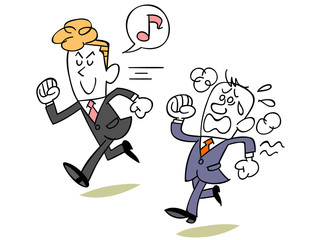 同僚に追い抜かれるビジネスマン