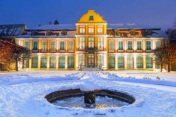 Winter scenery of Abbots Palace in snowy park of Gdansk, Poland © Patryk Kosmider