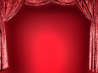 Elegant theater red curtains (not 3D)