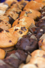 Fresh muffins in a row