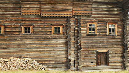 Old wooden house with a thread