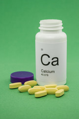 Open bottle of Calcium vitamins