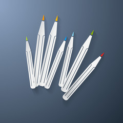 Paper Pencils on Blue Background