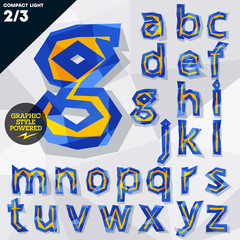 Vector crumpled paper alphabet. Compact Light style