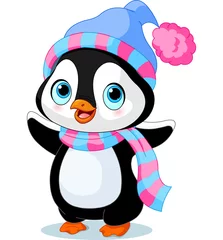 Foto op Plexiglas Cute winter penguin © Anna Velichkovsky