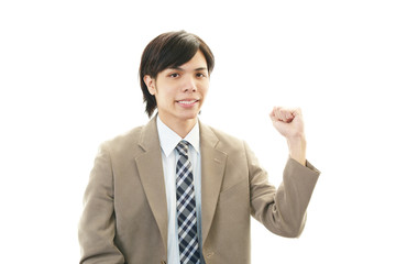 ガッツポーズのビジネスマン