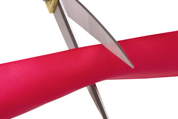 Scissors cut the red ribbon