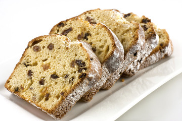 Traditional raisins cake with anise, cinnamon and dried fruits