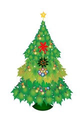 Baubles and Bow on Maple Christmas Tree