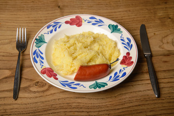 stew with kale, potatoes and smoked sausages