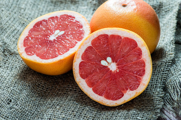 Grapefruit over rustic background