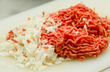 minced beef meat with onion