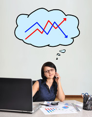 businesswoman and chart