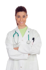 Fototapeta premium Young doctor woman smiling
