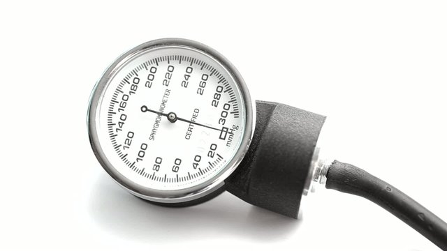 Blood pressure meter on white.