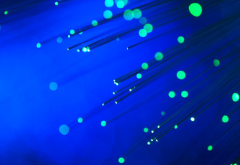 optical fibres dinamic flying from deep on technology background