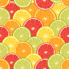 Fresh colorful citrus fruits seamless pattern © Yuzach