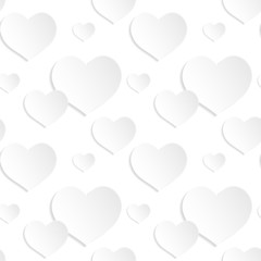 Seamless background of white paper hearts