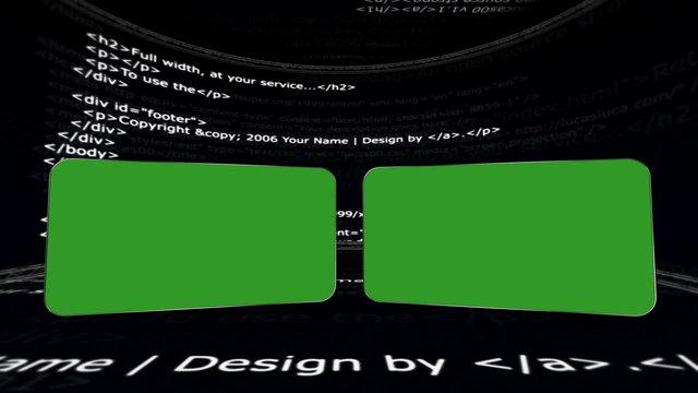 Two Green Screen Monitors in Html Room