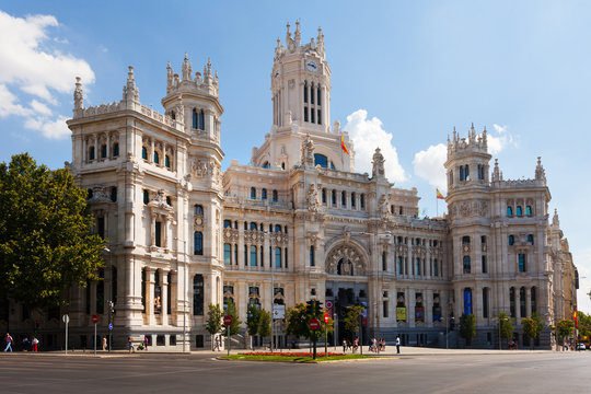 Day view of Palace of Communication in Madrid, Spain