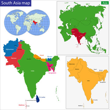 Southern Asia map