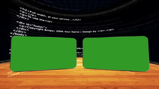 Two Green Screen Monitors in Html Room