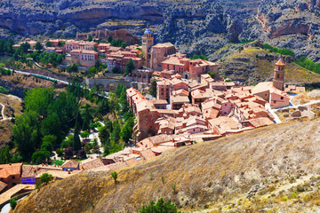 Fototapeta na wymiar General view of town at Aragon in summer