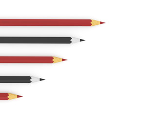 Red and black pencils concept on white